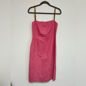 Vintage Doncaster strappy Pink Cotton Dress with Suede Buckle Tank Straps size 2
